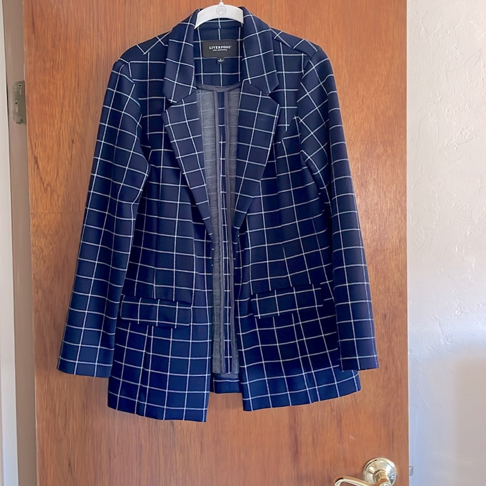 Blue and White Checkered Blazer
